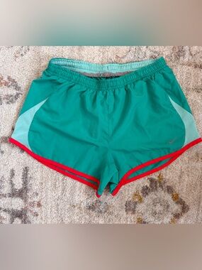 Nike Teal Running Shorts with Red Trim